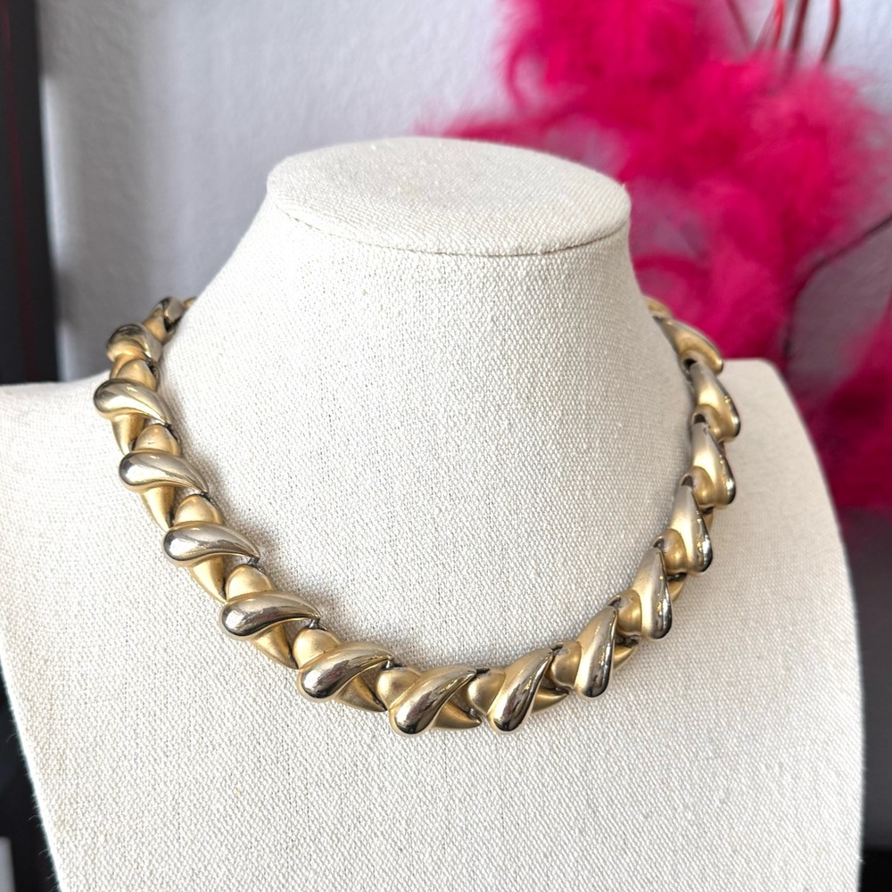 Vintage Edwin Pearl Gold and Silver Necklace - Picture 7 of 8